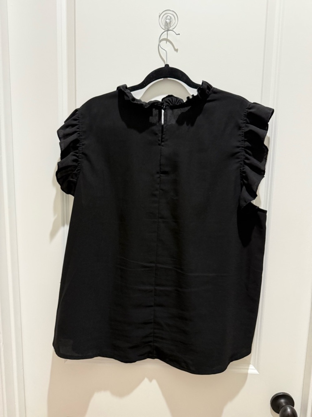 SHEIN Black Ruffle Neck & Sleeve Blouse - Picture 2 of 3